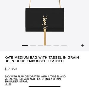 Saint Laurent Kate Medium Calfskin Bag w/ Tassel